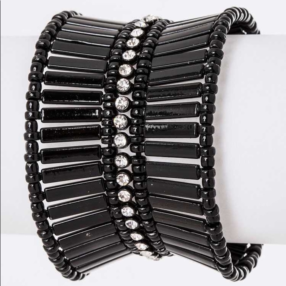 Black Crystal Stretch Adjustable Bracelet